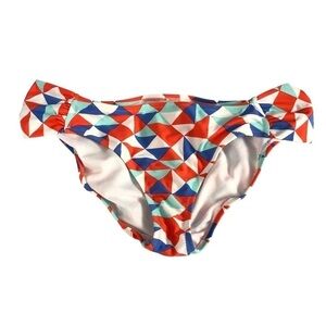RAISINS - Red, White, Blue & Aqua Geometric Hipster Bikini Bottoms - Size Large